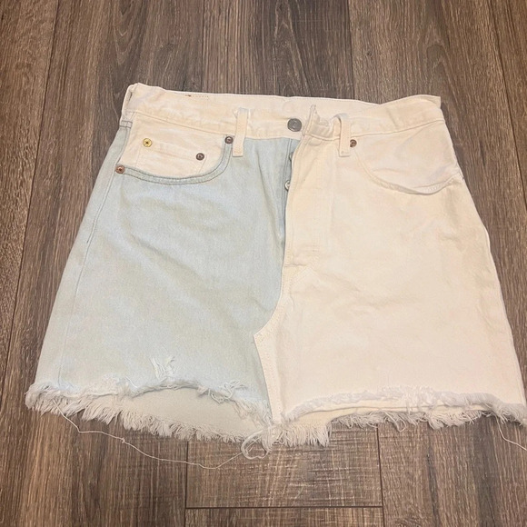 Levi's Dresses & Skirts - Levi’s Two Toned Blue White Denim Skirt Size 27 Deconstructed